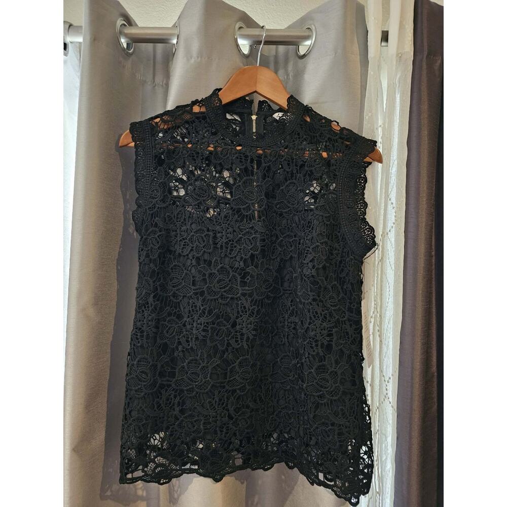 Nannette Lepore Black Lace Womens Blouse Size Medium New With Tags